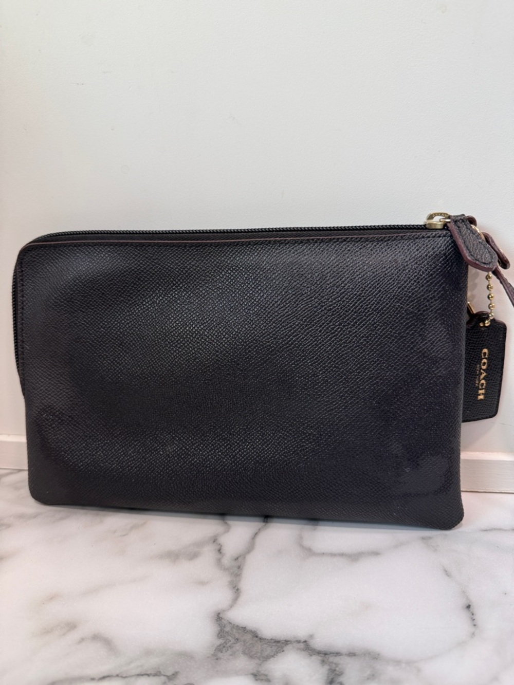 Coach Crossgrain Leather Storypatch Pouch Clutch Bag in black - Picture 2 of 6